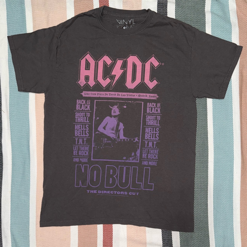 AC/DC No Bull Tour Tee in Black and Purple